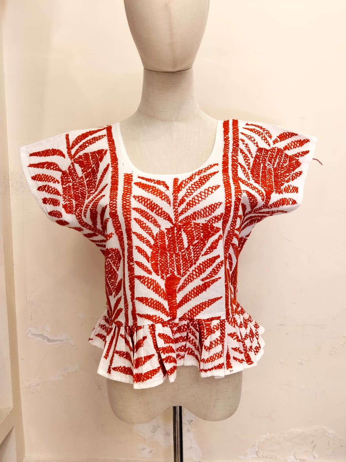 Blusa Artesanal Jalapa de Díaz – Modelo Palmita Tradicional (Rojo)