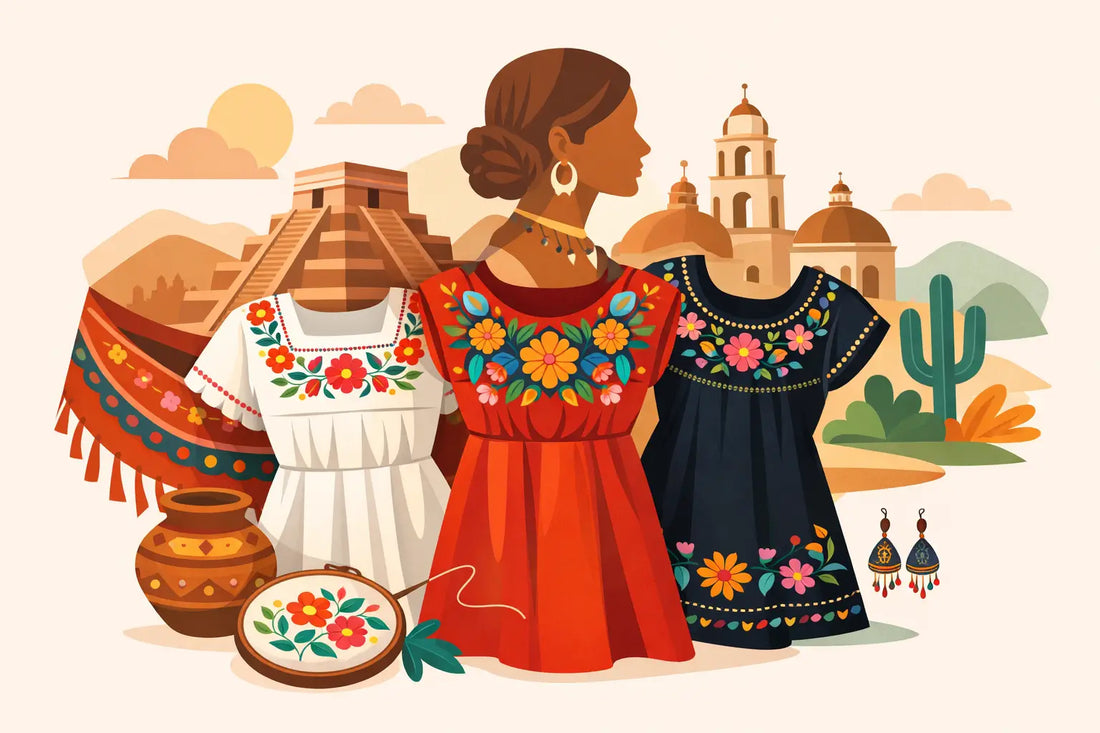 Vestidos mexicanos bordados con historia