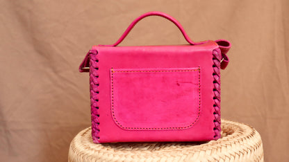 Bolsa cruzada camarita Rosa dos broches  – Cuero Artesanal de Oaxaca