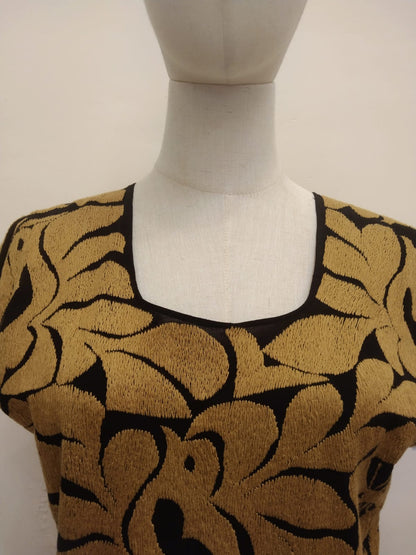 Blusa Artesanal Negra con Bordado Café – Pajaritos y Flores de Tuxtepec, Oaxaca
