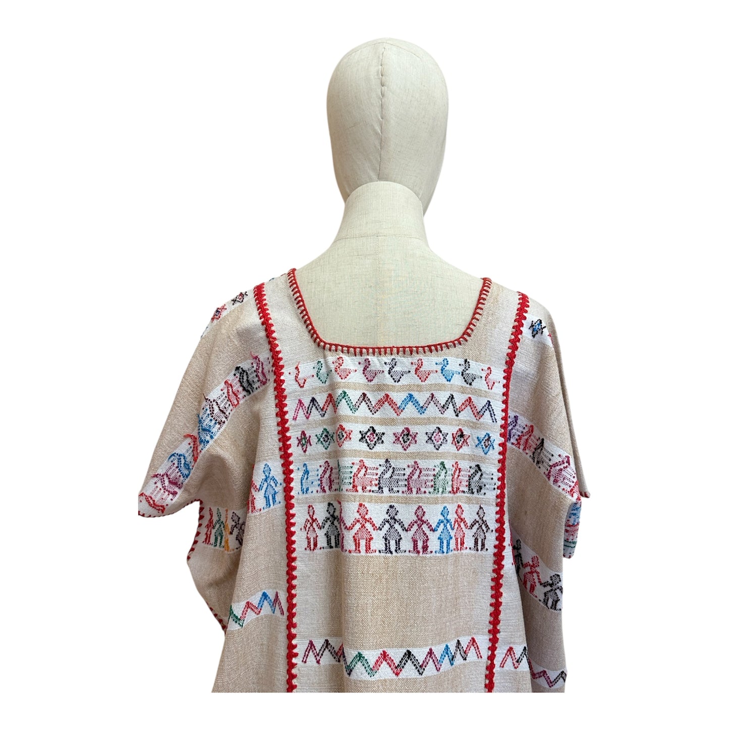 Huipil de coyuchi y blanco con brocados – Telar de cintura San Juan Colorado