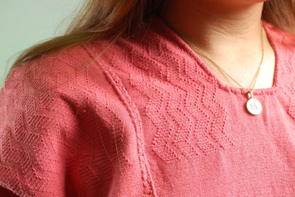 Huipil Rosa Oversize con Brocado de Palmeras Azules – Artesanía Oaxaqueña Única